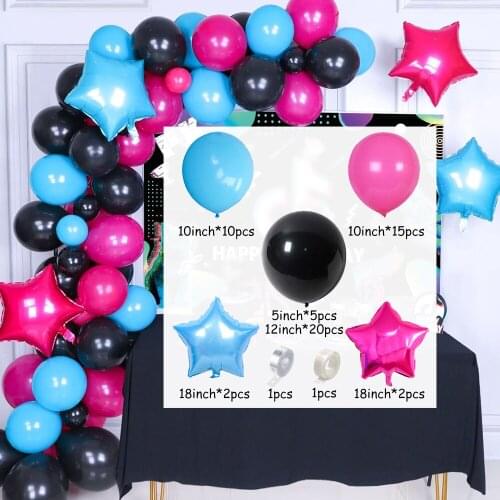 56pcs Happy Birthday Supplies Black Blue Pink Latex Balloons Star Helium Balloon For Kids Adult Birthday Party Decors Air Globos