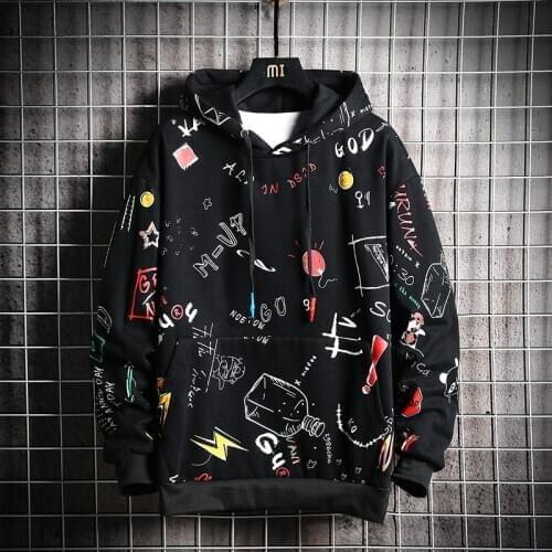 West Graffiti Letter Print Plus Japanese style Sweatshirt Men Harajuku Fleece Hoodie Hip Hop Stranger Things Hooded Hoodies Y249