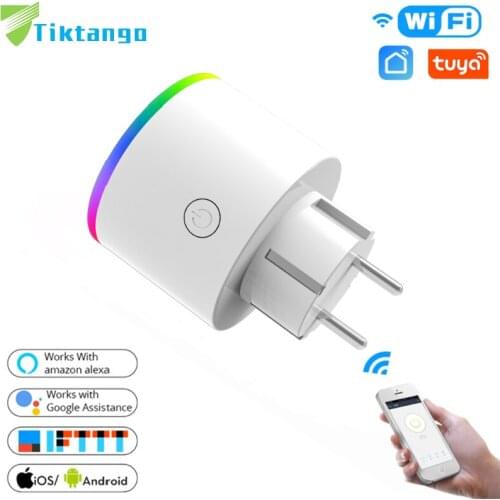 WiFi Smart Plug Outlet Wireless Power Socket Smart Life/Tuya App Remote Control Work with Alexa Google Home No Hub Required EU