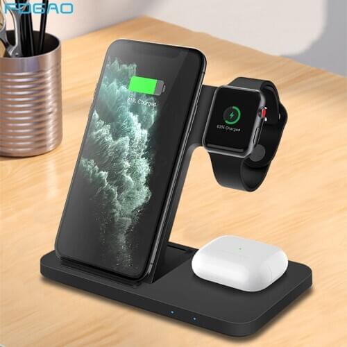 FDGAO 15W Wireless Charger Stand 3 in 1 Qi Fast Charging Dock Station For iPhone 12 11 XS XR X 8 Apple Watch 6 5 4 3 AirPods Pro
