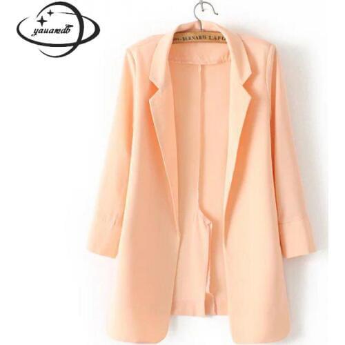 Yauamdb Women Blazer Summer S-xl Female Blazer Ladies Solid Slim Jacket Three Quarter Sleeve Fashion Loose Thin Office Coat Ly60