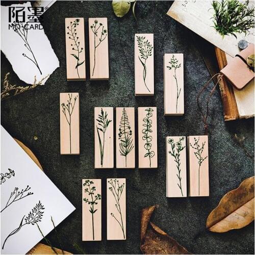 1 Pcs Retro Natural Leaves Series Wooden Rubber Stamp DIY Scrapbooking Craft Wax Seal Stamp Kawaii Stationery