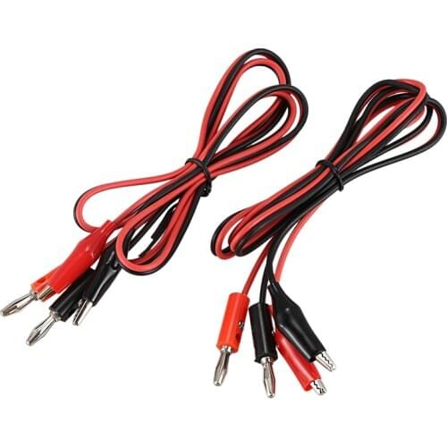 2 Pair Alligator Test Lead Clip to Male Banana Plug Cord Cable 1M Red+Black