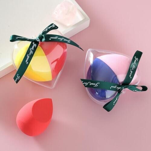 2Pcs Cosmetic Puff Makeup Sponge Blender Heart Shaped Non-latex Dry Wet Use Foundation Blending Sponge Makeup Tools