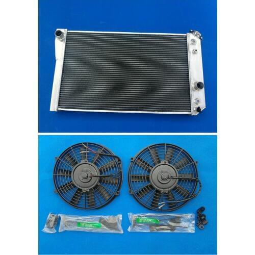 ALUMINUM RACING RADIATOR+2*FAN 3-ROW For CHEVY CORVETTE 5.7L L83/S10 V8 1984-1990 1984 1985 1986 1987 1988 1989 1990