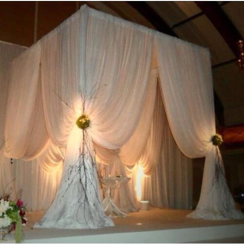 3M x 3M x 3M white color square canopy drape with stainless steel Stand,wedding stage curtain church drapery