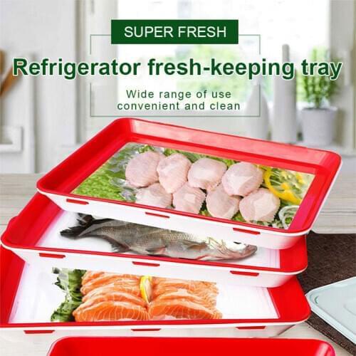 4Pcs Food Preservation Tray Creative Food Fresh Reusable Plastic Elastic Film Buckle Vacuum Kitchen Food Storage Container