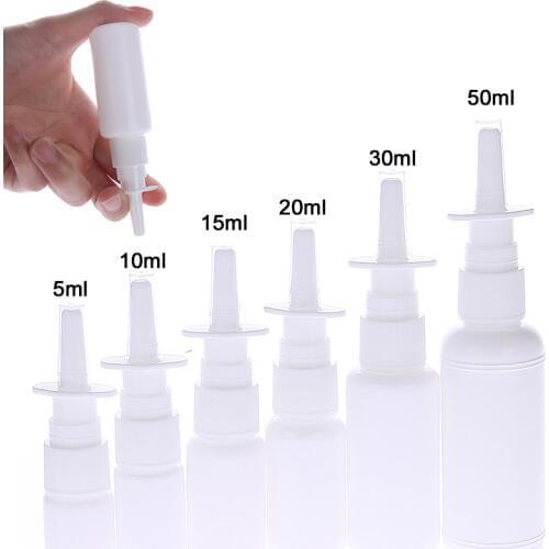 5/10/15/20/30/50ml PE White Nasal Spray Bottle Pump Mist Nose Container Refillable Skin Care Sanitizer Atomizer Cosmetic Sprayer