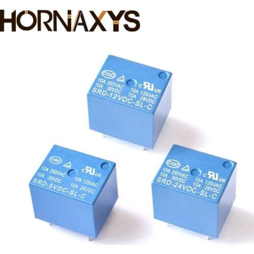 5pcs Relays SRD-05VDC-SL-C SRD-12VDC-SL-C SRD-24VDC-SL-C SRD-48VDC-SL-C 5 Pin DC 5V 12V 24V 48V 10A 250VAC 5PIN Power Relays