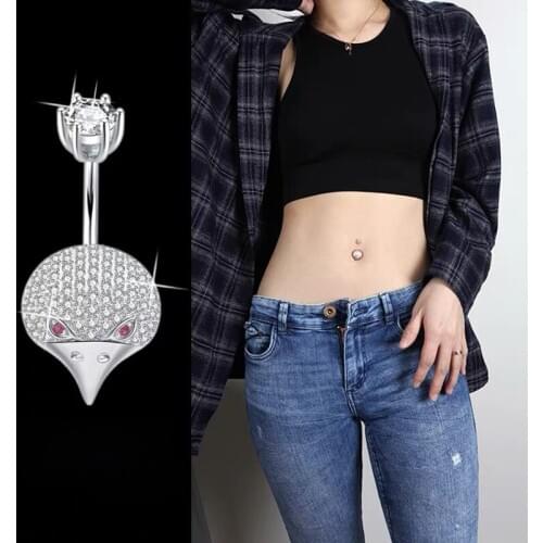 925 Sterling Silver Eagle Head Banannabar Belly Button Rings Navel Piercing Body Jewelry Decorations 1.5 MM Thick 6 8 10 MM Long