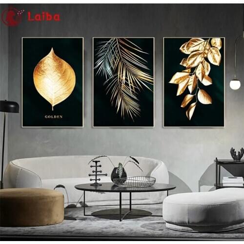 Diamond Painting Abstract art, golden leaves Rhinestone 5D DIY Diamond Embroidery,Cross Stitch,diamond Mosaic Sale3pcs
