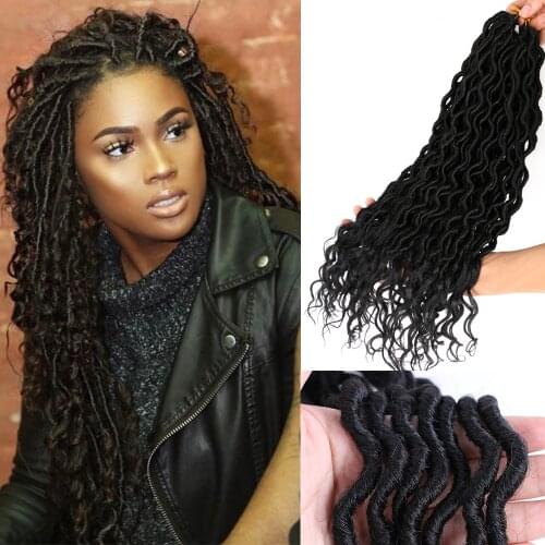 Belle Show Synthetic Goddness Faux Locs Crochet Hair 18Inch 24Strands Braids Burg Deep Curly Ends Dreadlocks Hair Extensions