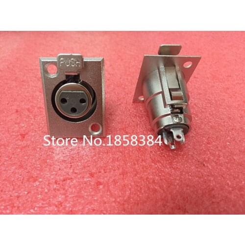 Free shipping 50pcs/lot XLR 3Pin Female Panel Chassis Mount Socket Locking Audio MIC Connector Adapter