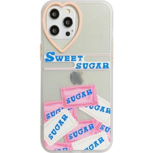 Sweet Sugar Heart Camera Frame Case for iPhone 12 Pro Max Back Phone Cover for 12 Mini 11 Pro Max X XS XR 8 7 Plus SE 2020 Capa