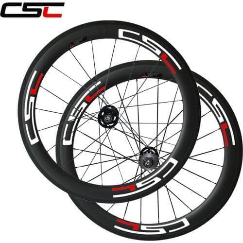 CSC 700C full carbon bicycle wheelset 23mm wide 60mm deep Tubular carbon track bike wheels sapim or pillar 1420 spokes