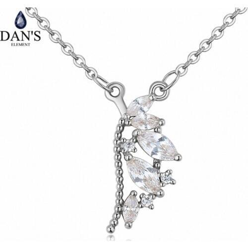 DANS Element Brand 3Colors AAA Zirconia Micro Inlays Fashion Wing Pendant Flower for Women Valentine Gift 125621