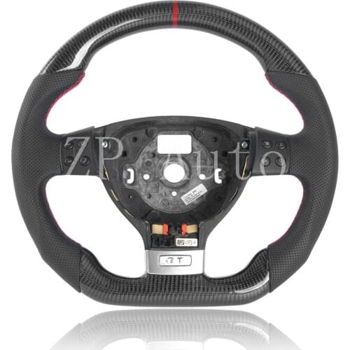 For Golf MK5 Carbon Fiber Steering Wheel Perforated Leather Assembly With Mark