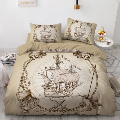 Europe 3D Duvet Cover Set Comforter Case Quilt Covers Camel Bedding Sets King Queen Double Single Size Sailing Pattern