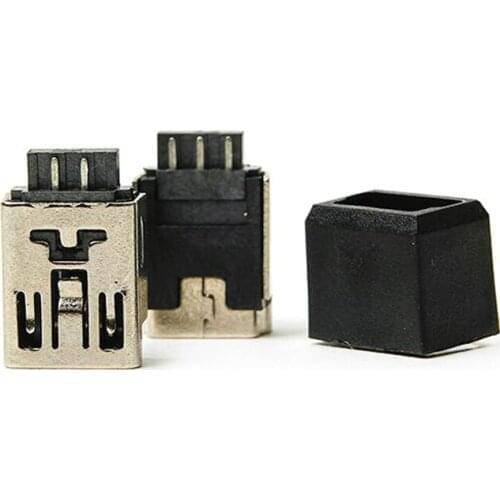 20PCS Mini USB 5Pin Welding Wire Type Female Socket Connectors Kit With Plastic Shell Black Repair Parts