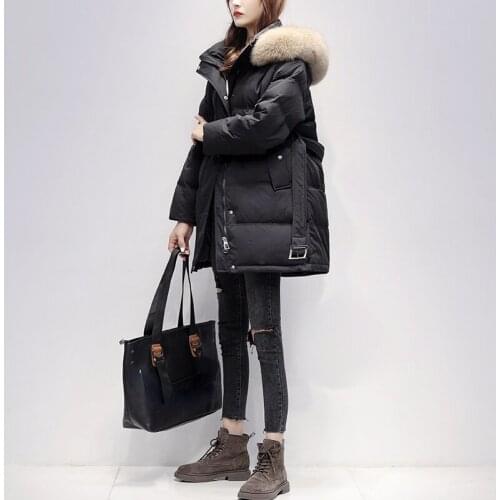 Real Fox Fur Collar Jackets Womens Winter Clothes Hooded Thicken Down Coats Famale Warm Korean Jacket Ladies Parkas Mujer SQQ163