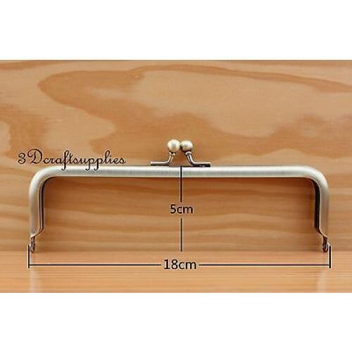 Metal purse frame glue on clasp clip anti bronze 7 inch X 2 inch 18 cm x 5 cm Y7