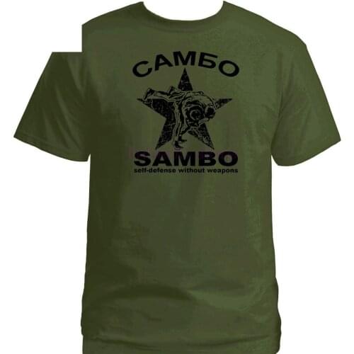 Fashion Hot Sale 100% Cotton Sambo Cambo Self Defence Without Weapon Russian Kung Fu Army Green T Shirt Tee Shirt