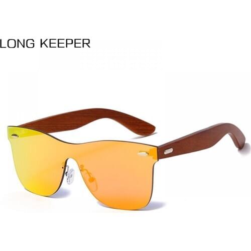 LongKeeper 2021 Mens Sunglasses Brand Design Vintage Wooden Mirror Lens Sun Glasses Male Car Driving Eyewear Oculos masculino