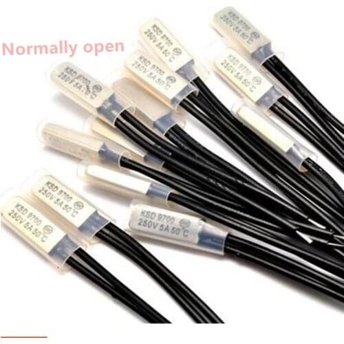 Normally open KSD9700 40C 45C 50C 55C 60C 65C 70C Bimetal Disc Temperature Switch N/O Thermal Protector degree centigrade 5A250V