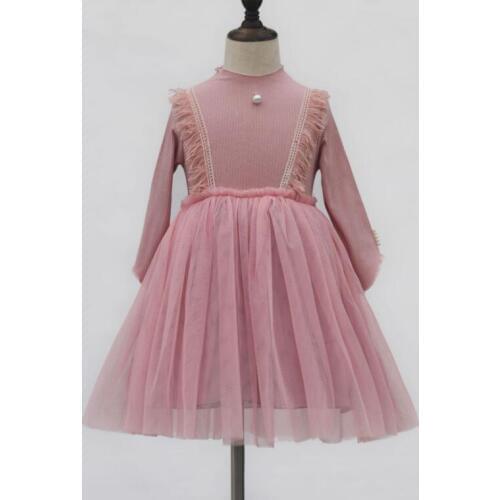 New 2018 spring autumn girls clothing kids clothes girl princess dress baby girl pearls party dress for 2-9 years old kids dress