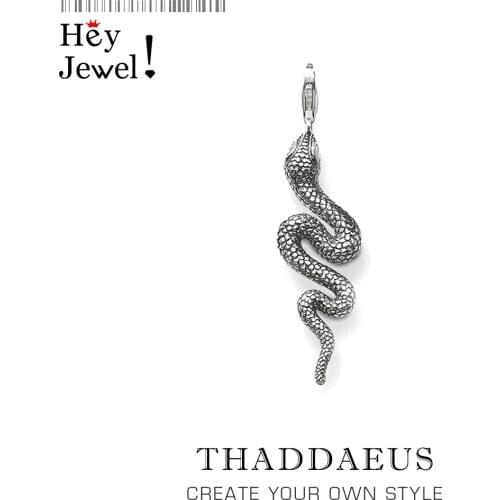 Charms Snake Blackened 2019 Winter New 925 Sterling Silver Lobster Clasp Pendant Fashion Jewelry Making Handmade Craft For Wome