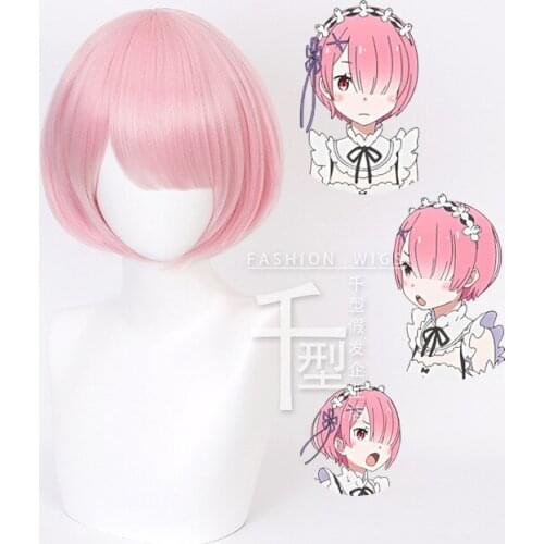 Pink Hair Formed Color REM Cosplay Wig Or RAM Cosplay Wigs Re:Life In A Different World Play Costume Halloween Costumes