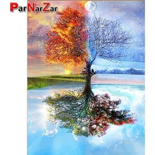 ParNarZar 5D DIY Diamond Painting Kits - A Tree In Four Season - For Home Wall Decorations