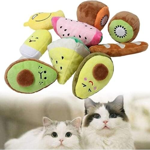 Pet Squeaky Plush Chew Toys with BB Sound Fruit Squeak Toy for Puppy Training Bite-Resistant Clean Bauble for Dogs Cats Supplies