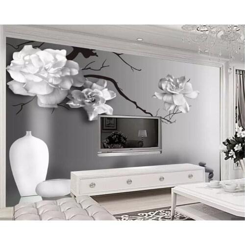 Beibehang Custom 3D Photo Wallpaper Creative Abstract Home decoration Black and white flower papel de parede Desktop Wallpaper
