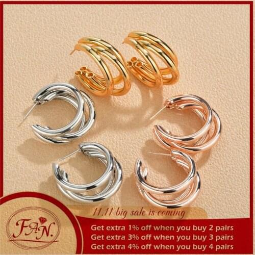 2021 Pop Party Amazing Gift for Charming Girls & Women Golden, Rose Gold & Silver Color Semicircular Style Fashion Stud Earrings