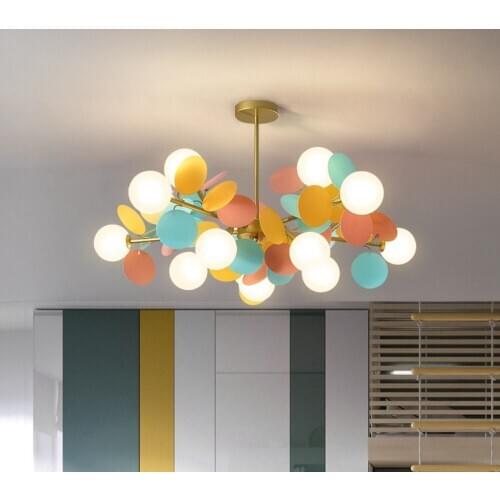 Simple LED Round Chandelier Childrens Room Bedroom Lamp Modern Simple Boy and Girl Room Lamp Suspension Lighting PA0735