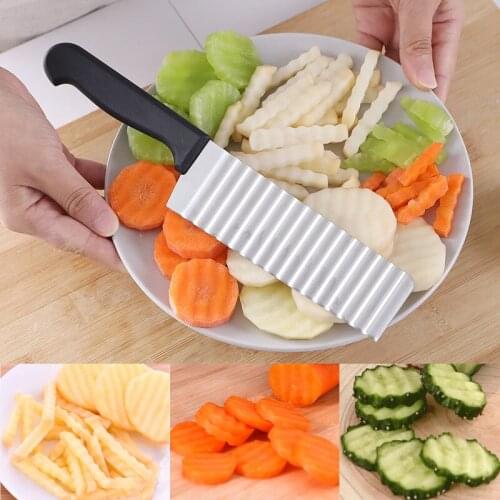 Potato Chip Cutter Wavy Knife Fries Convenient Long Handle Cooking Tools Cocnia Slicer Japanese Kitchen Knife Device Sets Gadget