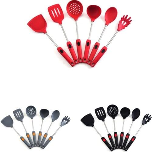 Silicone Kitchenware Non-Stick Cookware Cooking Tool Spatula Ladle Egg Beaters Shovel Spoon Soup Set