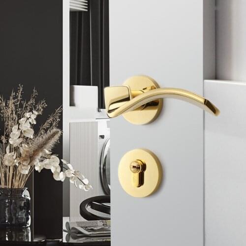 Light Luxury Home Silent Anti-theft Door Lock Zinc Alloy Mechanical Split Door Locks Bedroom Bathroom Door Knob Golden Lockset