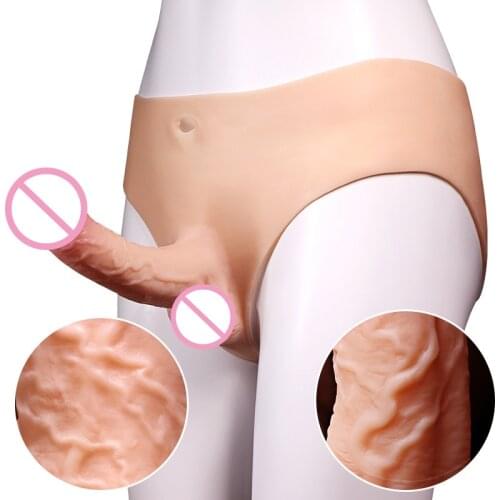 17cm Skin Feeling Hollow/Solid Silicone Lesbian Strapon Dildo Panties Real Male Dick Sex Toys For Women Men Underwear Penis Pant