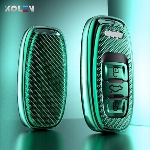 Tpu Carbon Filber Car Key Case Cover For Audi A1 A3 A4 A5 A6 A7 A8 Quattro Q3 Q5 Q7 TT S5 S6 S7 S8 Smart Key Protective Shell