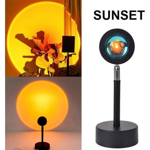 USB Rainbow Sunset Red Projector Led Night Light Sun Projection Desk Lamp For Bedroom Bar Coffee Store Wall Decoration Lighting