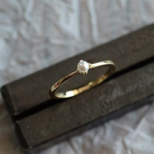 Japanese And Korean Version Of The Gold Mini Planet Pearl Small Fresh Simple Stacking Wild Ladies Ring Fine Jewelry Gift