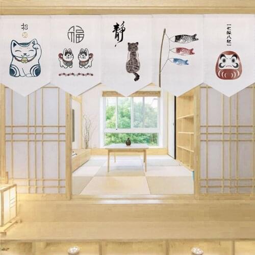 Japanese Cartoon Cat Triangle Curtain Flag Curtain Door Curtain Kitchen Short Curtain Restaurant Decoration Samll Curtain