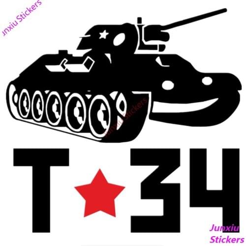 Funny Tank T-34 Ussr Victory Day Car Stickers Vinyl Decals Bumper Truck Camper Voiture Course Accessories Waterproof PVC12x12cm