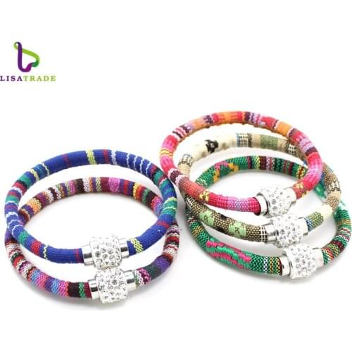 12PCS! Handmade Multicolor Knitted Ribbon Bracelets Bangles Vintage Charm Cloth Bracelet for Women Fashion Jewelry LSBS18*12
