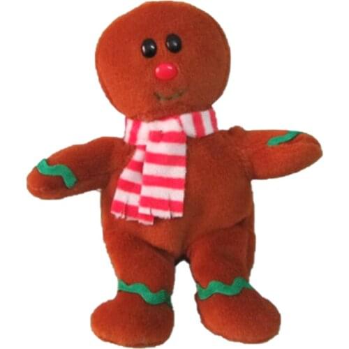12 CM New Ty Brown Christmas Gingerbread Man Baby Toy Soft Plush Stuffed Animal Appease Doll Birthday Gift for Boys and Girls