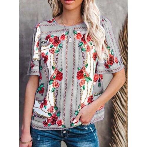 2021 Spring Summer Women Short Sleeve Floral Print T Shirt 5XL Plus Size Casual Loose Tops Camisa Mujer De