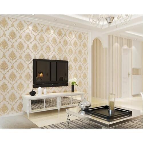Beibehang three-dimensional pressure European damask nonwoven wallpaper AB with bedroom living room TV background 3d wallpaper
