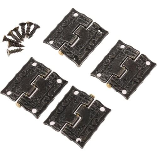 4pcs 26*23mm Antique bronze Cabinet Hings For DIY Box Furniture Hinges With Screws 4 Holes Bag Accessory